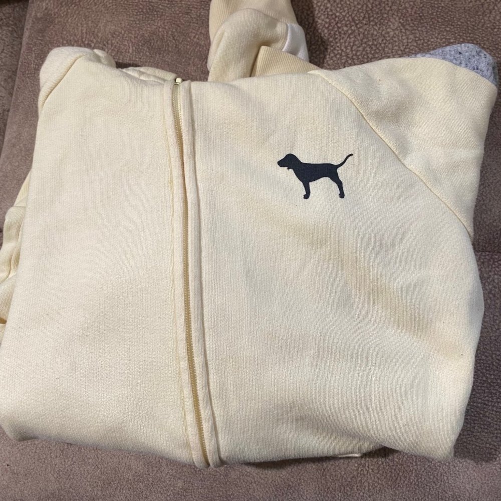 PINK, X-Small, Light Yellow and Gray Zipper up hoodie - Girls size XS
